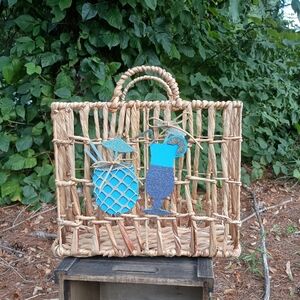 Embellished Straw Basket